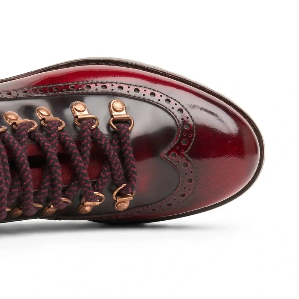 NIB Angela Scott Mr. Bernard Bordeaux Boots 37.5 - Picture 4 of 9